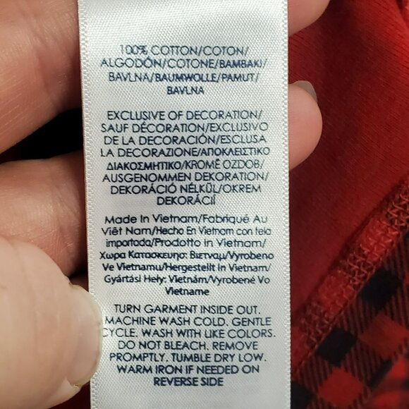 Chaps Womens Long Sleeve Plaid Henley Size 3X Red Lounge Leisure Modest Classic - Picture 5 of 11